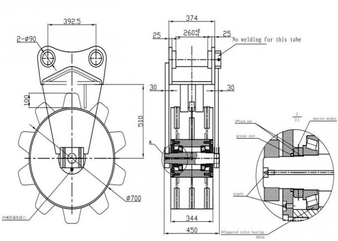Rodas resistentes do compressor da operação de descarga da roda da consolidação da máquina escavadora